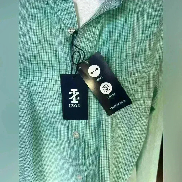 IZOD mens button down green shirt. Size Large. Green NWT. Brand New. Classic - Picture 6 of 6